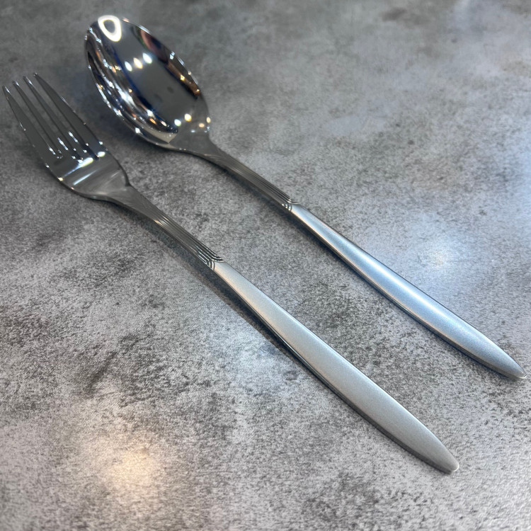 سرویس ۱۲ عددی قاشق و چنگال برند یونی هوم مدل سوفیا سندبلاست استیل ضد زنگ قالب اروپا