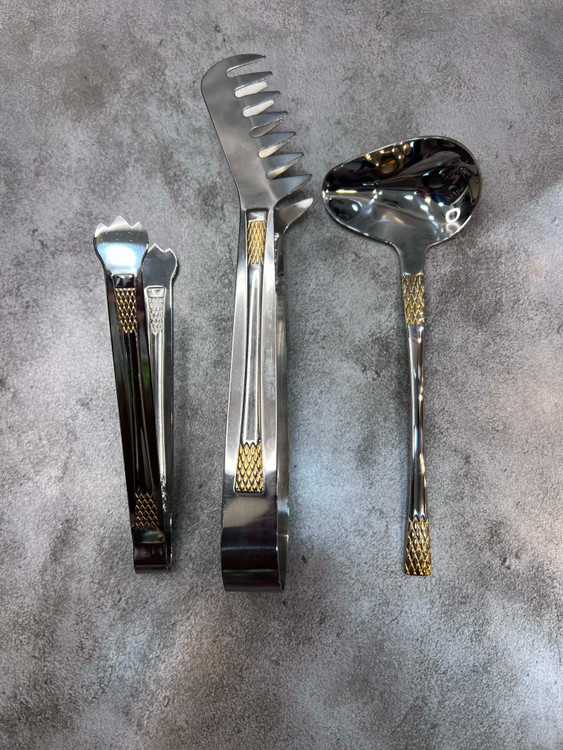 سرویس ۱۵۵ عددی قاشق و چنگال طرح کویین براق طلا برند کایند ۳۰ نفره ضخامت ۴ میل استیل ضد زنگ