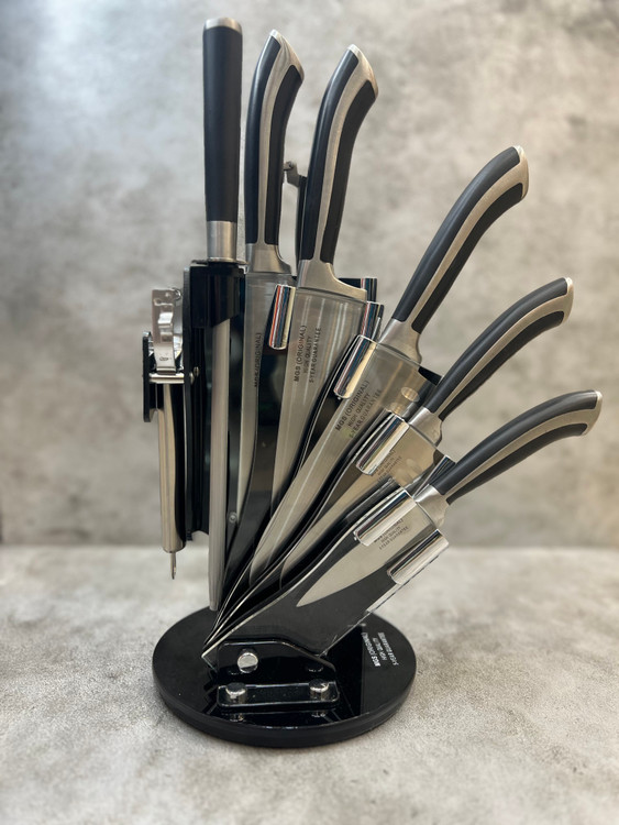 سرویس ۹ پارچه کارد آشپزخانه درجه یک کد A14 برند ام جی اس/MGS تیغه فولادی تیز