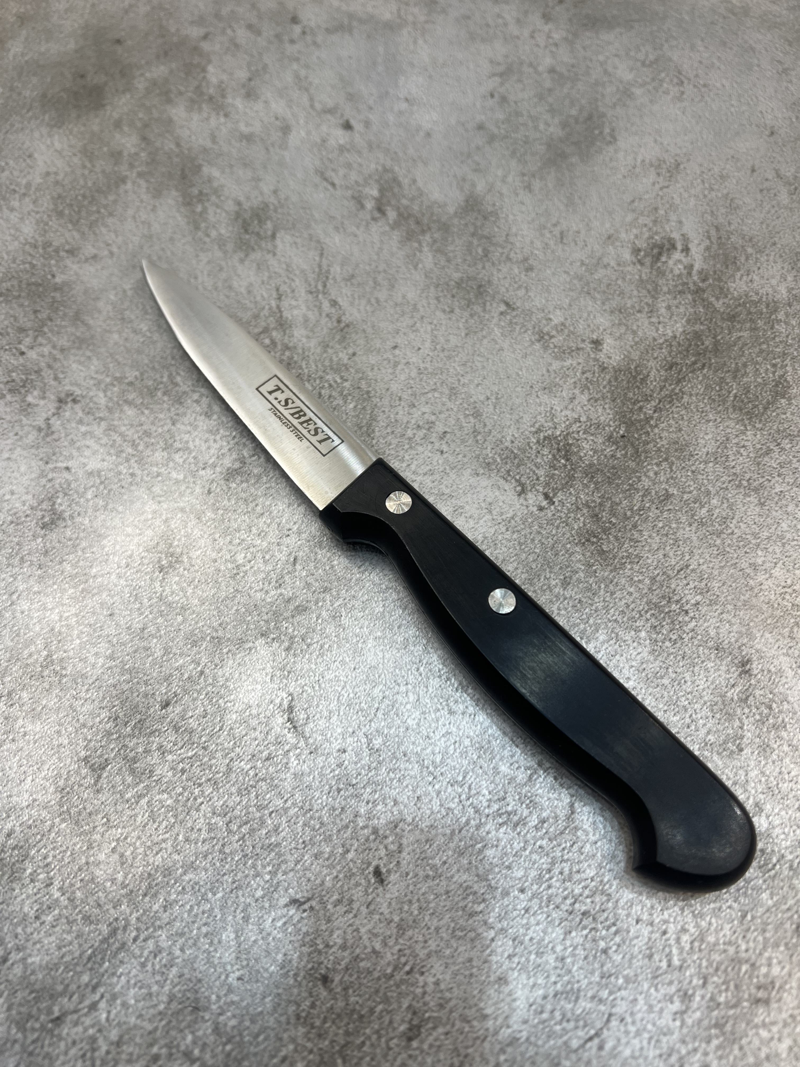 کارد آشپزخانه تیغه فولادی تی اس شماره ۴ - رنگ دسته مشکی