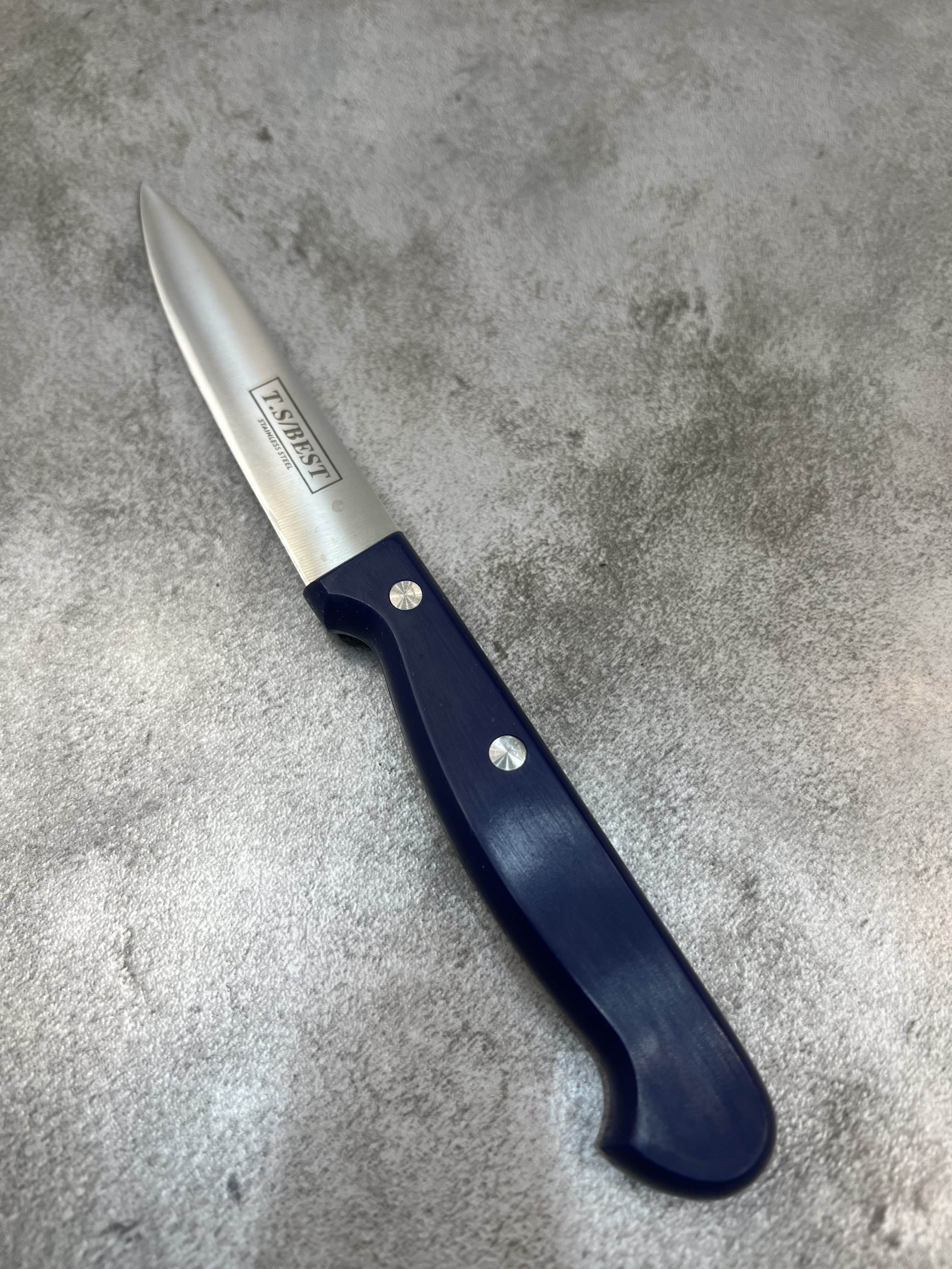 کارد آشپزخانه تیغه فولادی تی اس شماره ۴ - رنگ دسته مشکی