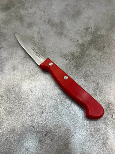کارد آشپزخانه تیغه فولادی تی اس شماره ۵ - رنگ دسته قرمز