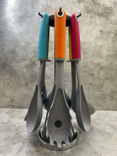 سرویس ۱۵ پارچه کفگیر ملاقه ابزار سیلیکونی دسته رنگی برند میلانو هوم