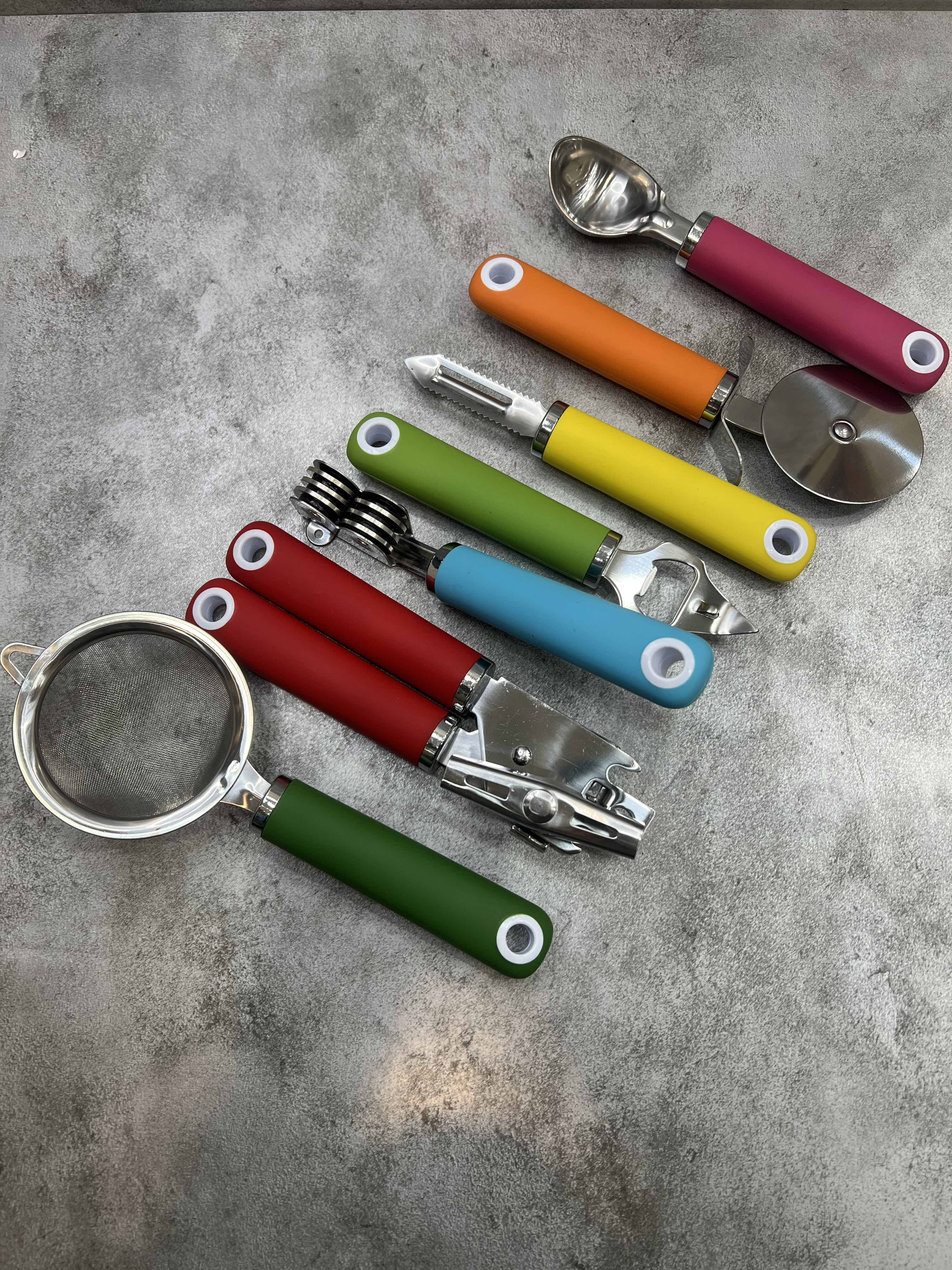 سرویس ۱۵ پارچه کفگیر ملاقه ابزار سیلیکونی دسته رنگی برند میلانو هوم