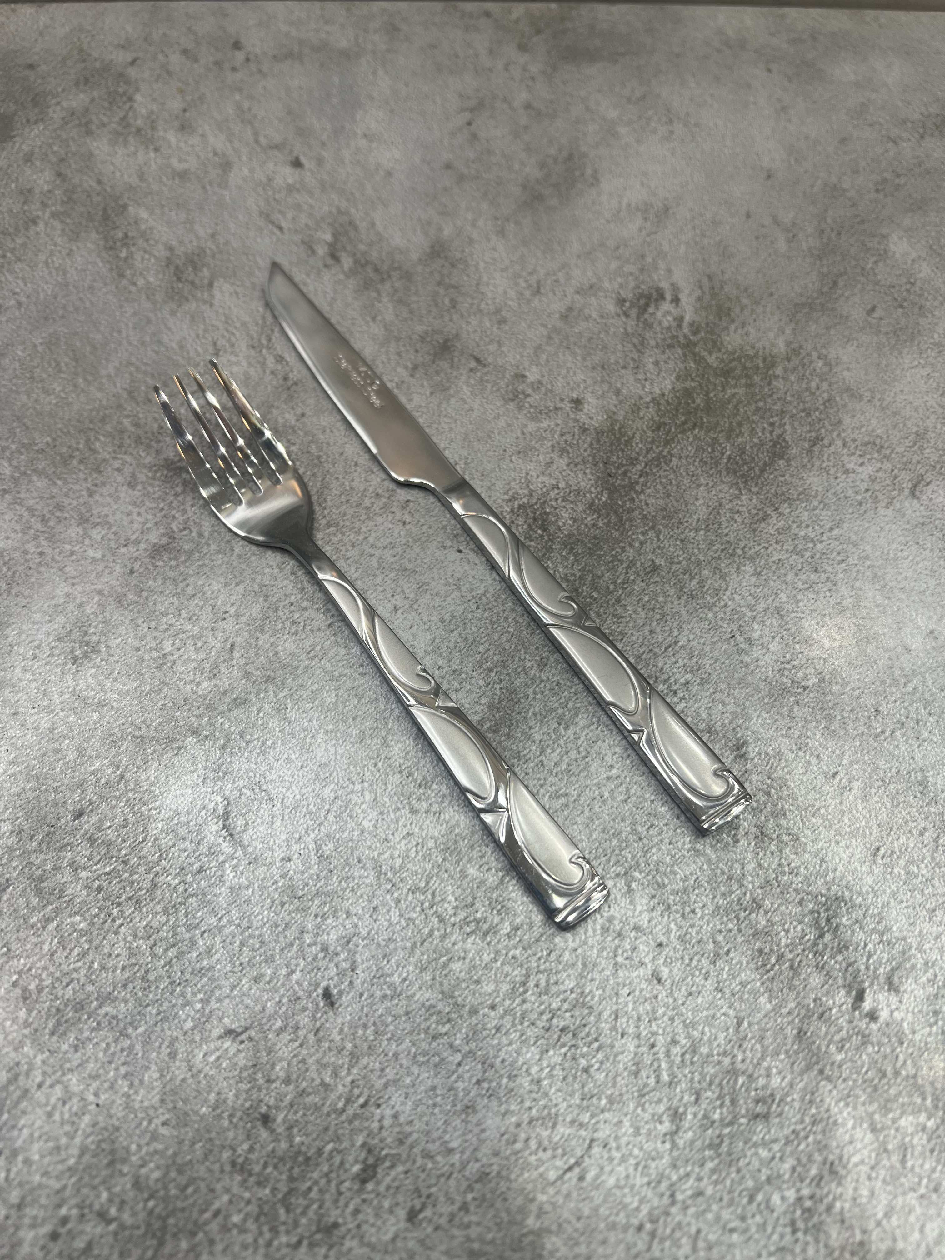 سرویس ۱۲ عددی کارد و چنگال طرح بارسلون (فلاور) برند ام تی جی تیغه استیل ساده