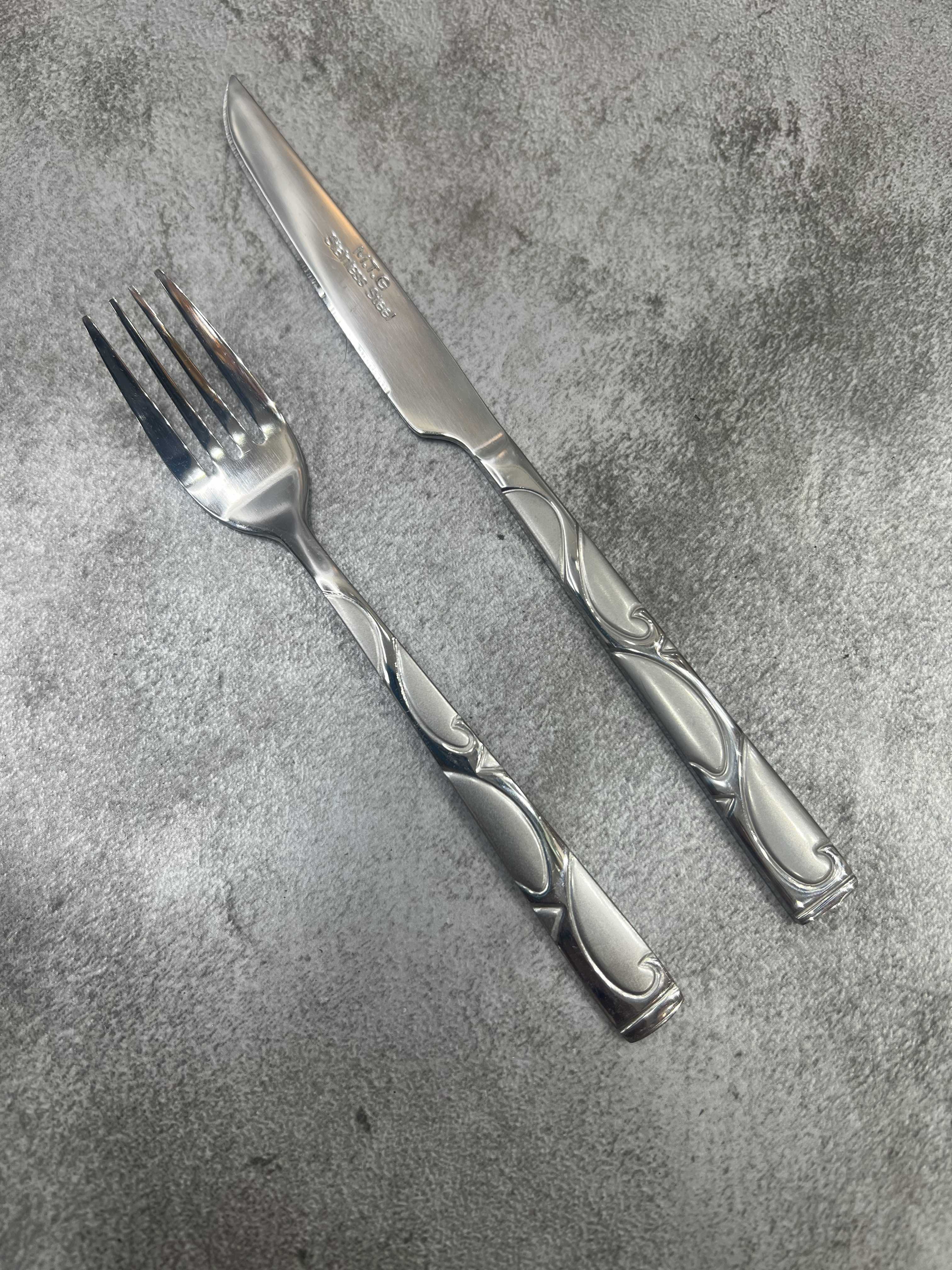 سرویس ۱۲ عددی کارد و چنگال طرح بارسلون (فلاور) برند ام تی جی تیغه استیل ساده