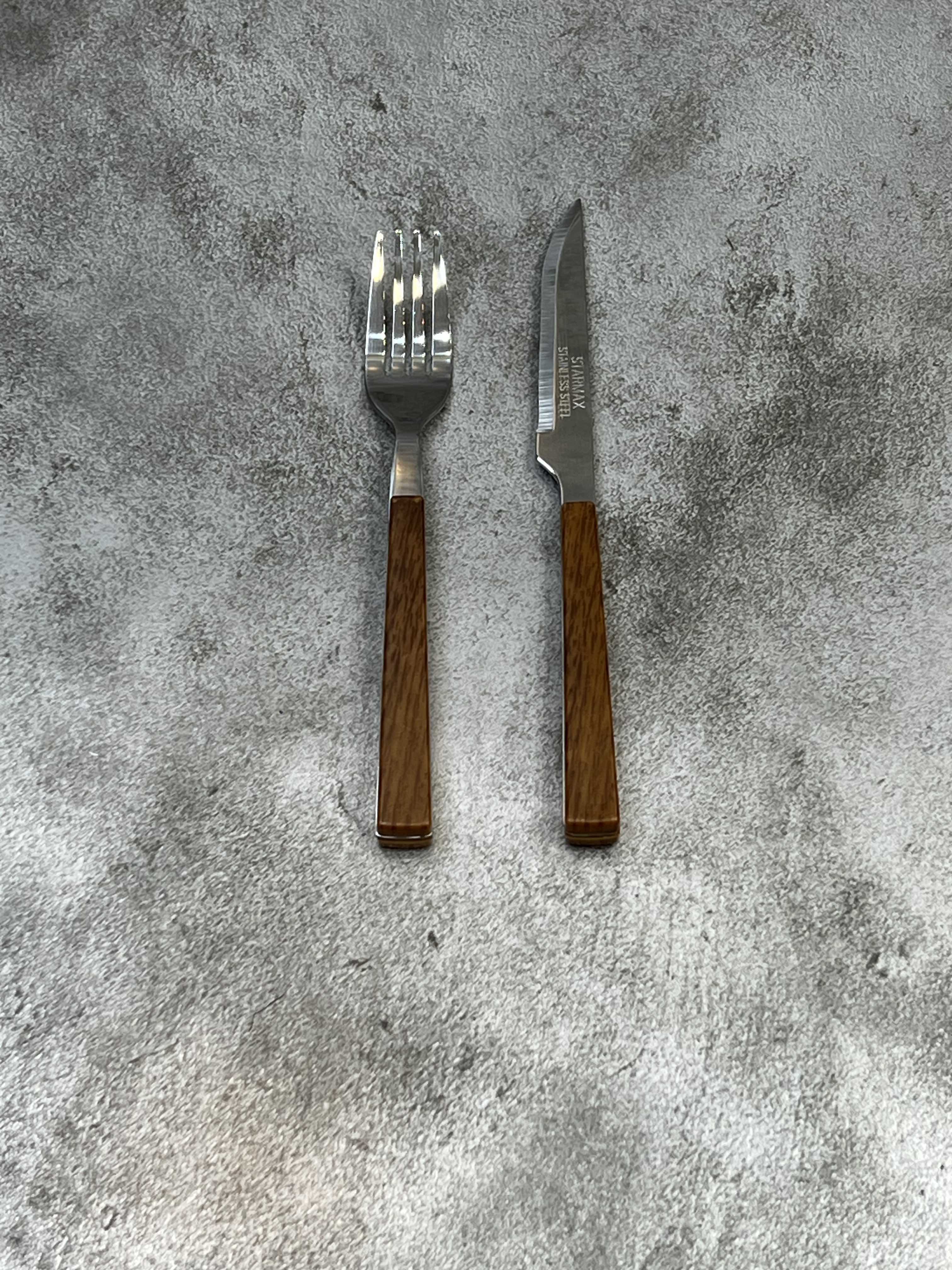 سرویس ۱۲ پارچه کارد و چنگال میوه خوری استارمکس کد ۲۲۰۵ - طرح چوب