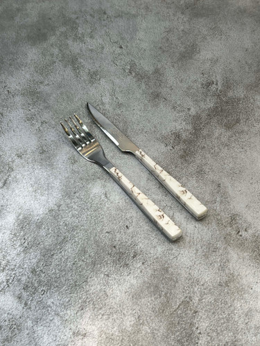 سرویس ۱۲ پارچه کارد و چنگال میوه خوری طرح سنگی استارمکس کد ۲۰۷ - کرم قهوه ای