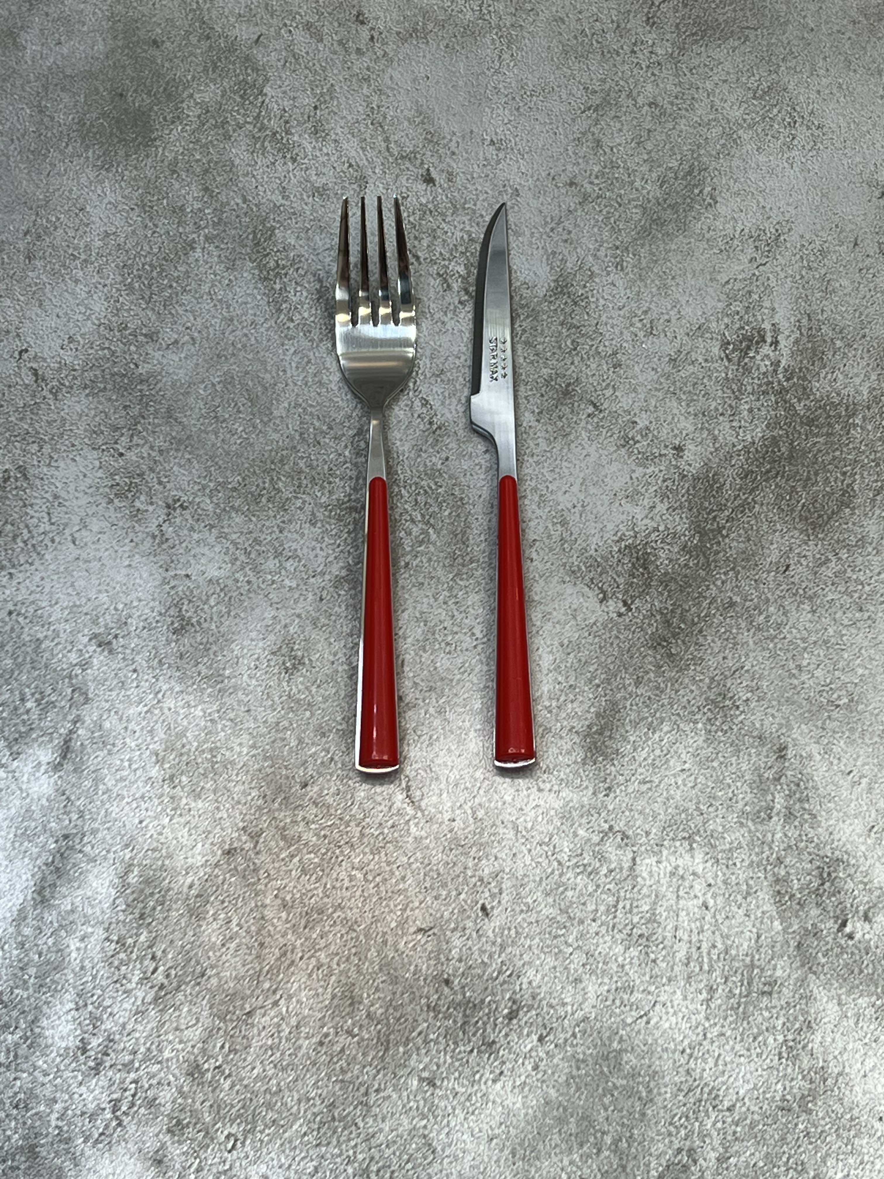 سرویس ۱۲ پارچه کارد و چنگال میوه خوری استارمکس - قرمز