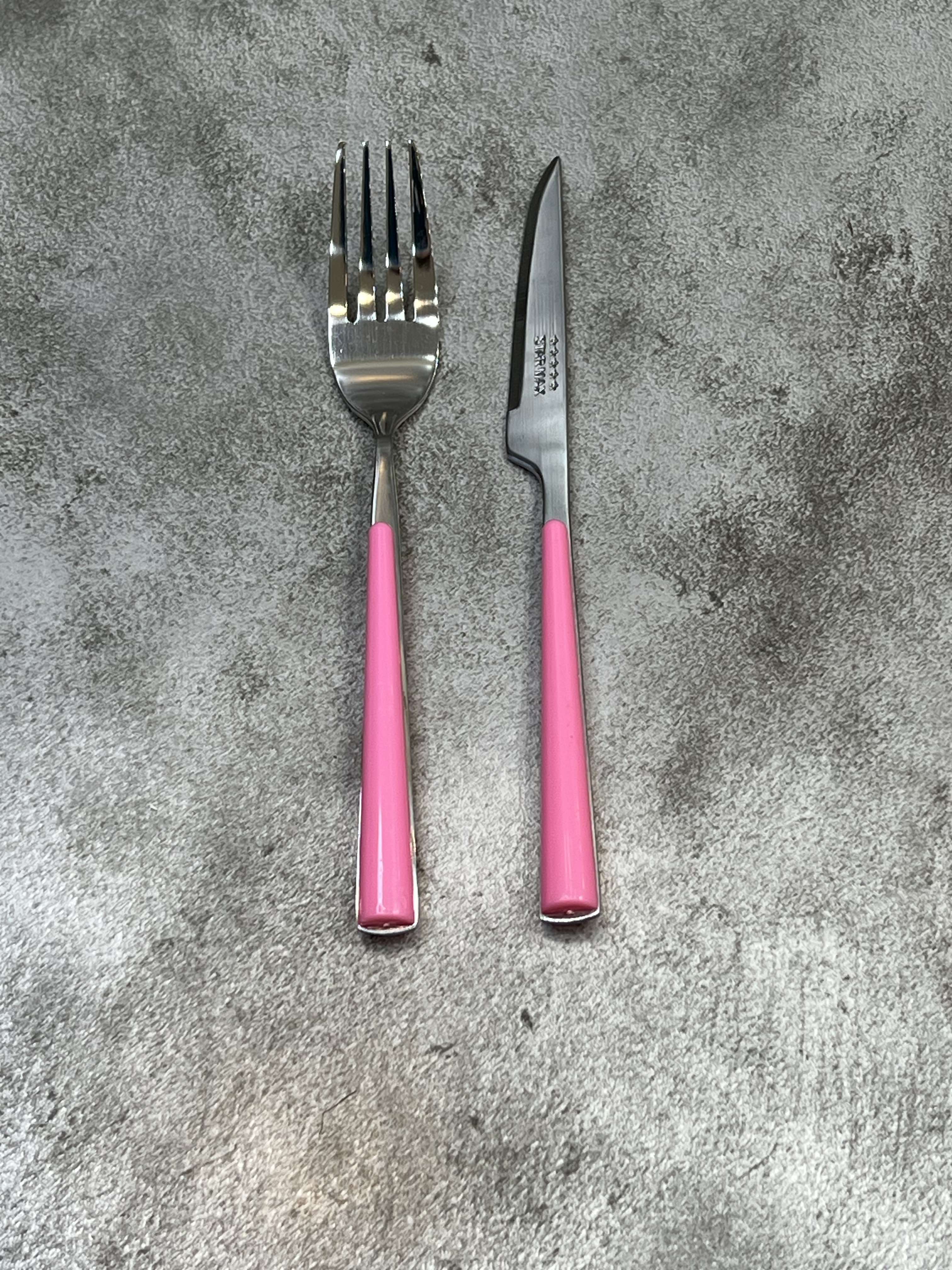 سرویس ۱۲ پارچه کارد و چنگال میوه خوری استارمکس - صورتی