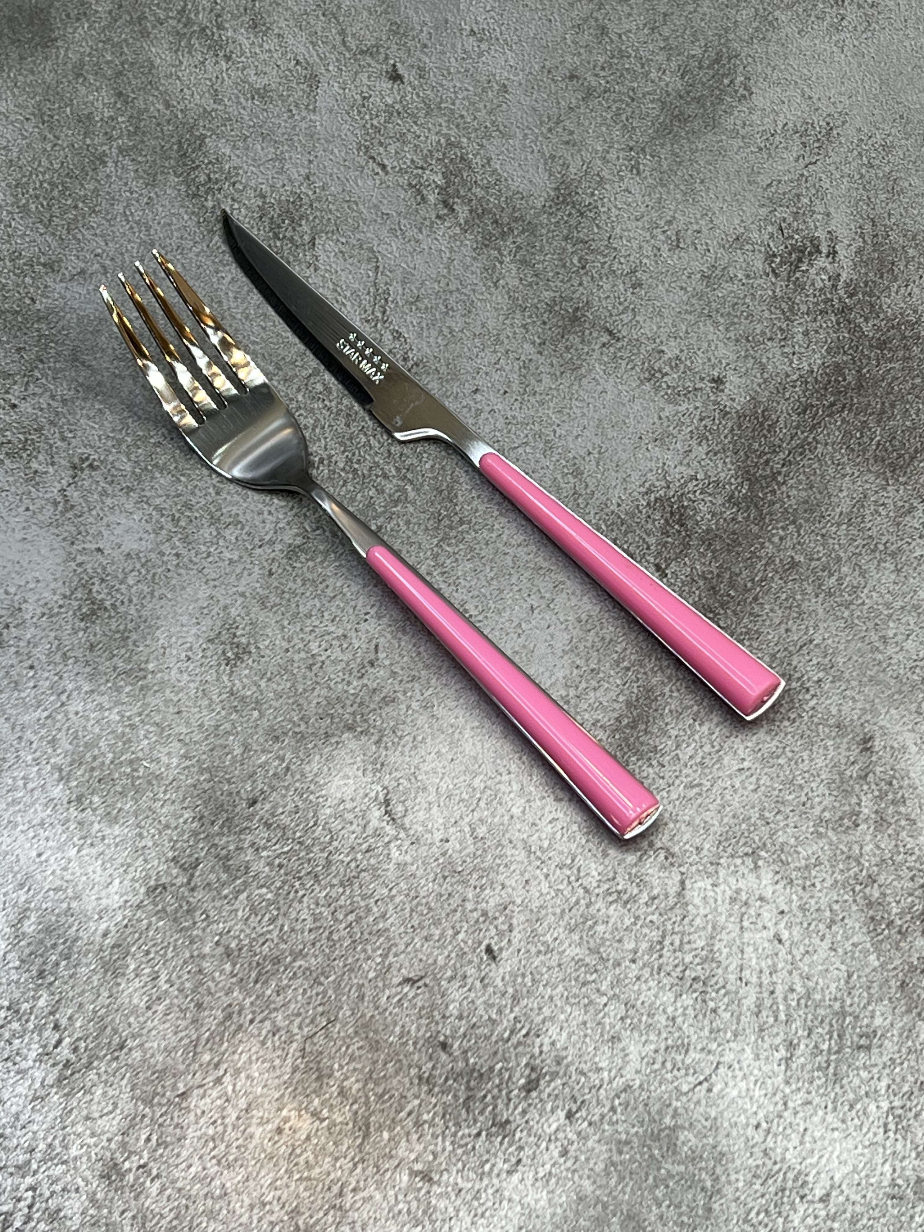 سرویس ۱۲ پارچه کارد و چنگال میوه خوری استارمکس - صورتی