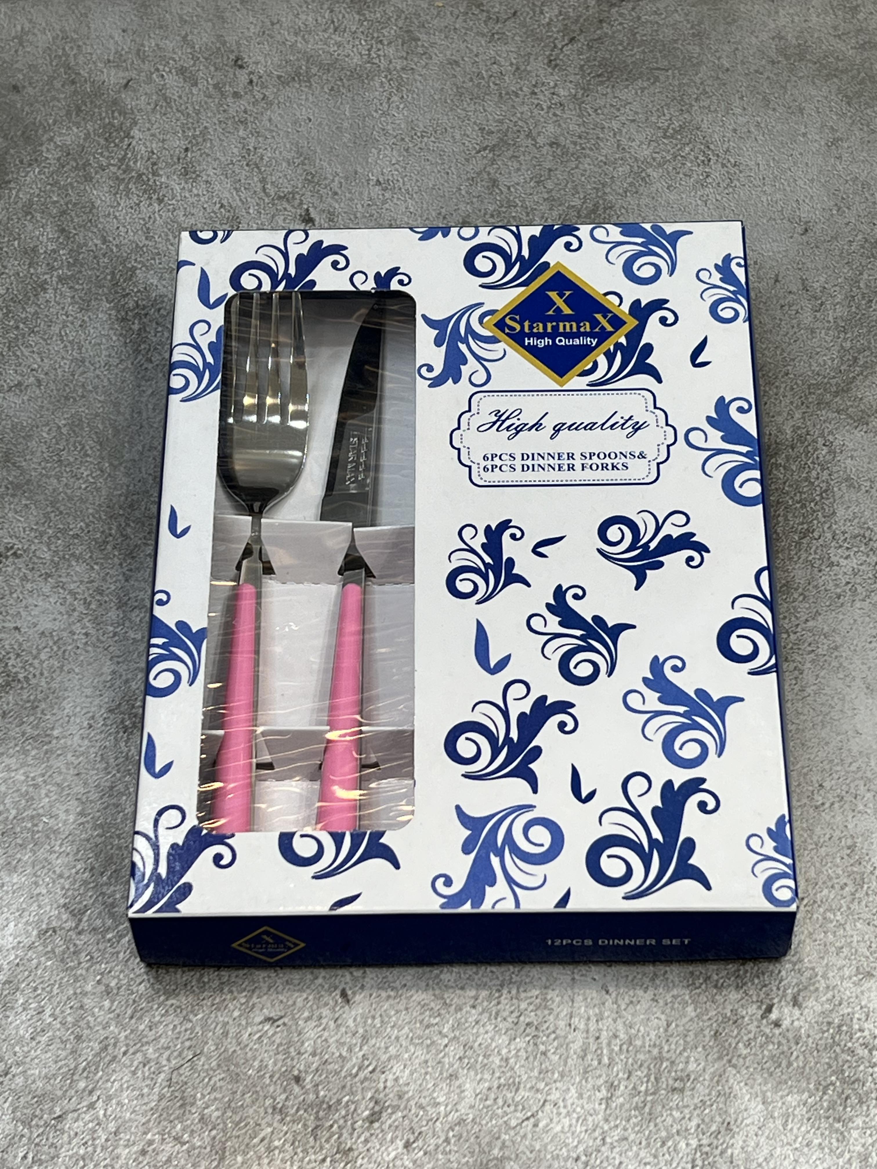 سرویس ۱۲ پارچه کارد و چنگال میوه خوری استارمکس - صورتی