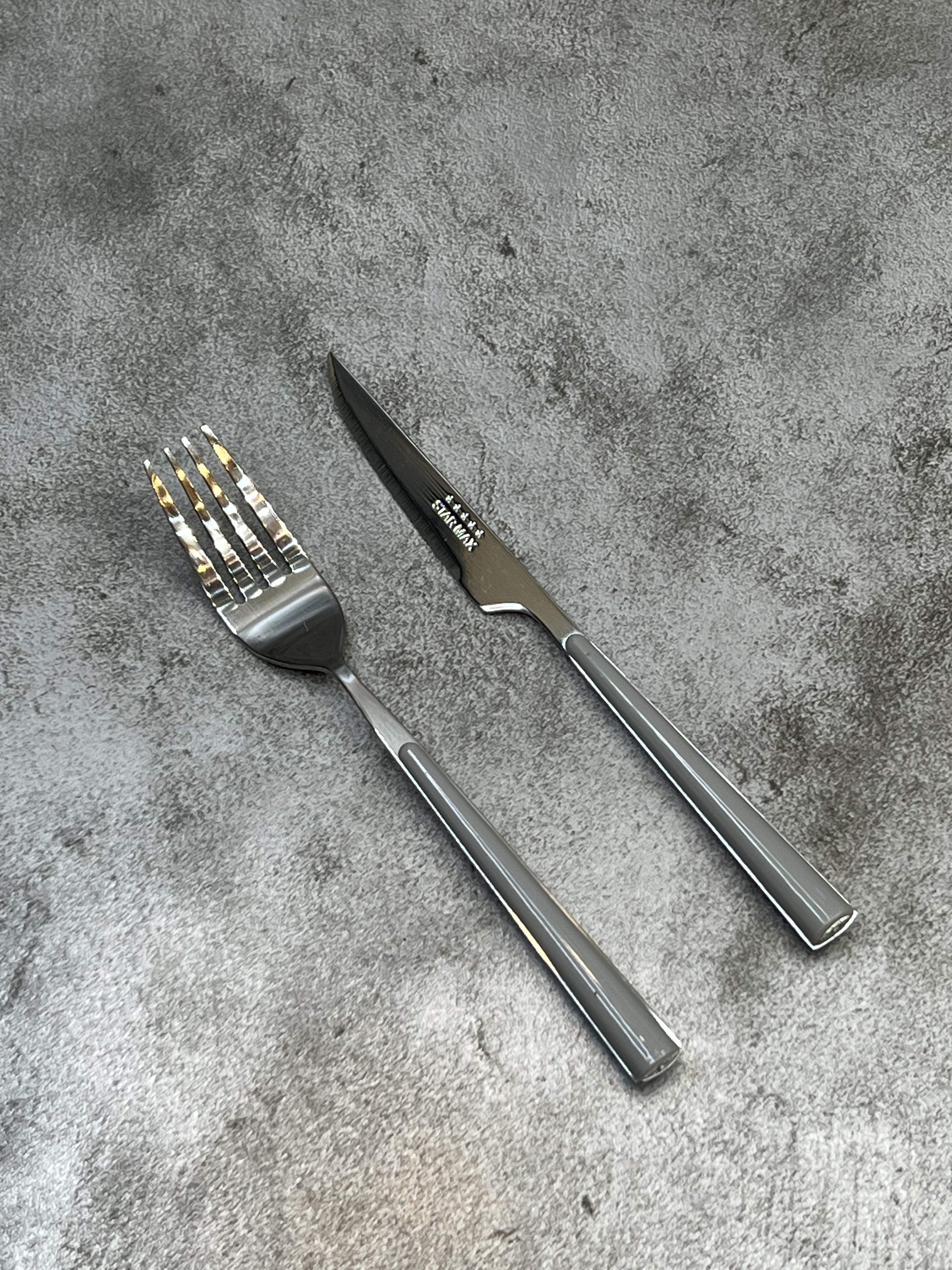 سرویس ۱۲ پارچه کارد و چنگال میوه خوری استارمکس - طوسی