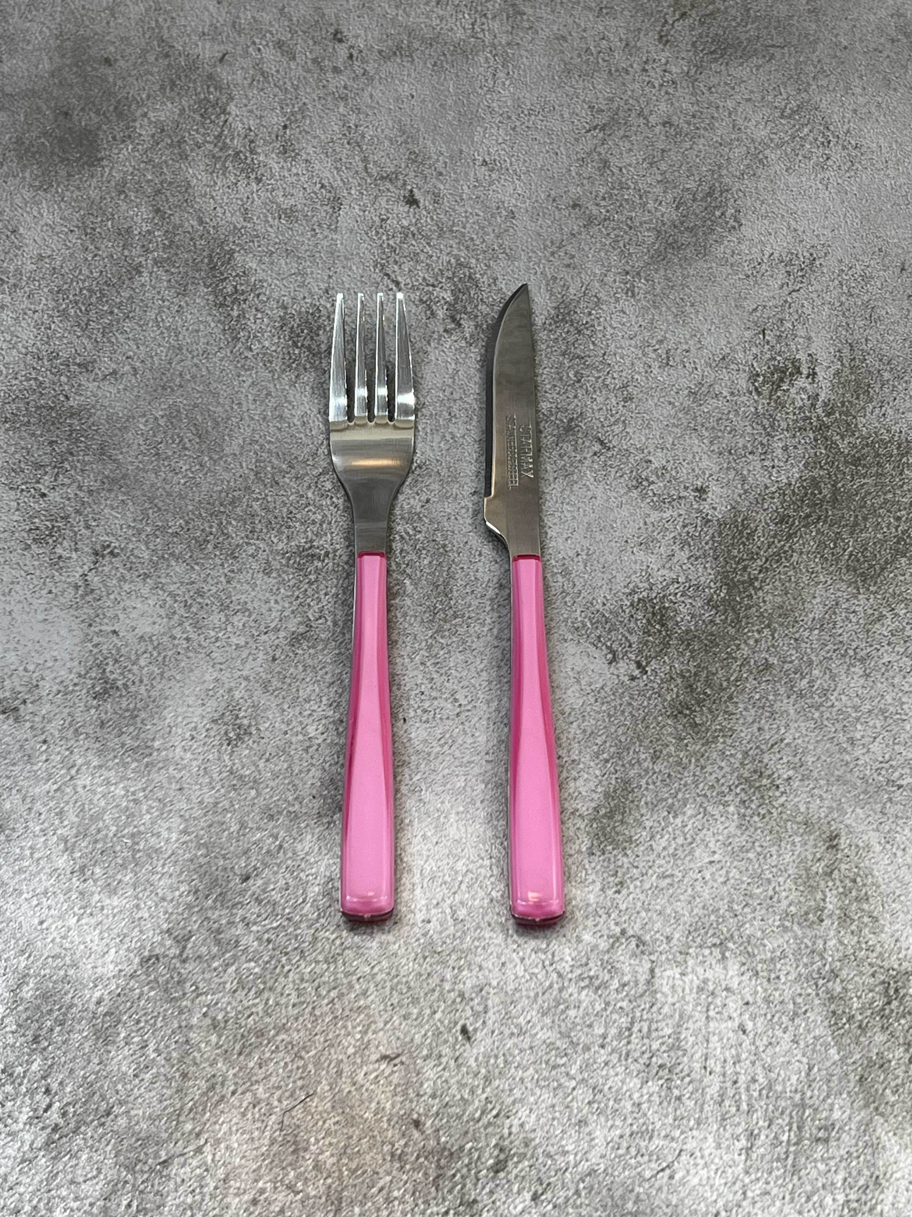 سرویس ۱۲ پارچه کارد و چنگال میوه خوری استارمکس - صورتی شیشه ای