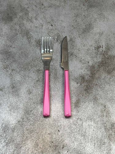 سرویس ۱۲ پارچه کارد و چنگال میوه خوری استارمکس - صورتی شیشه ای