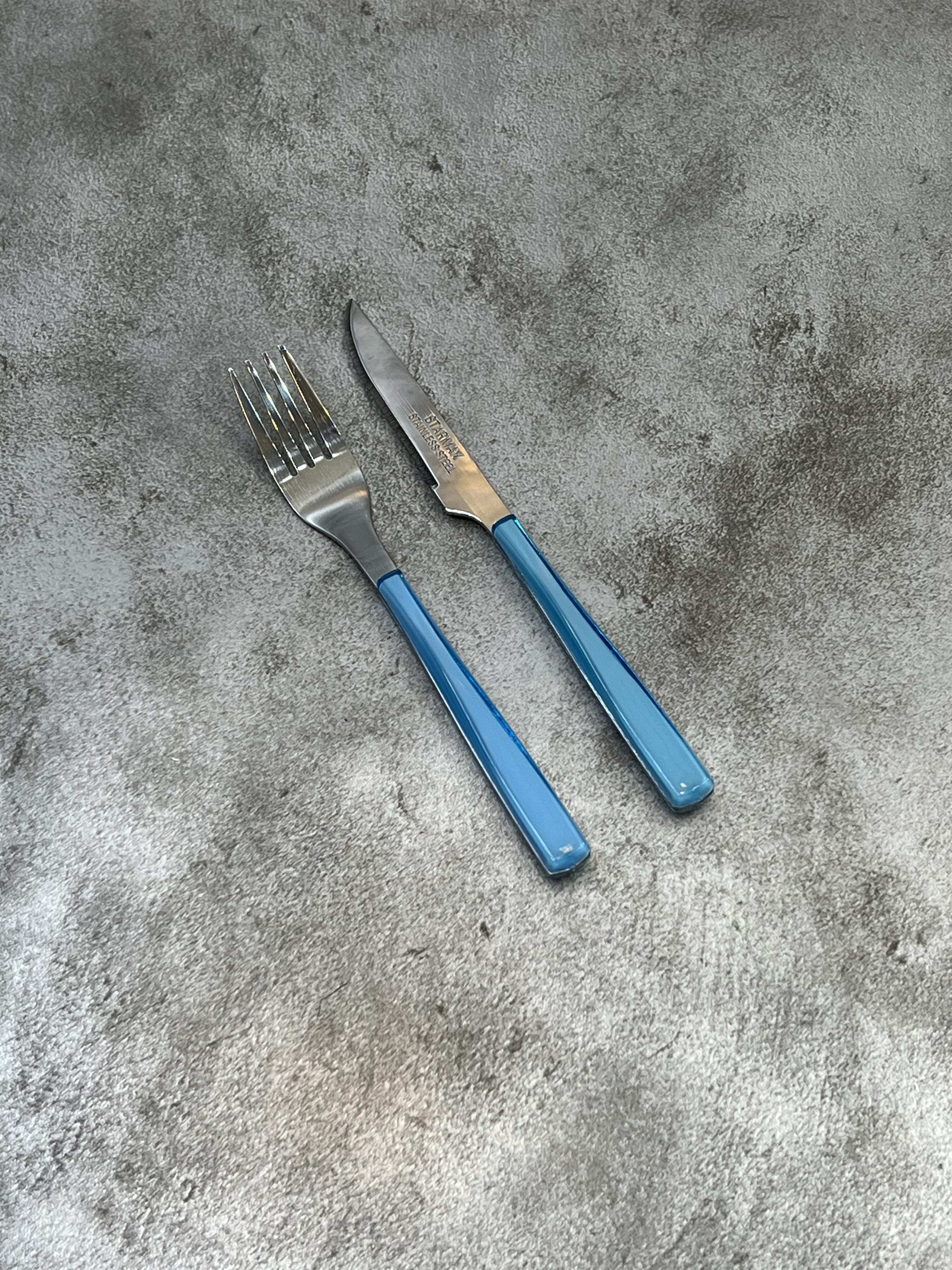 سرویس ۱۲ پارچه کارد و چنگال میوه خوری استارمکس - آبی شیشه ای