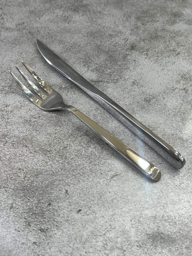 کارد و چنگال میوه خوری تمام استیل تیغه ۳ بعدی مدل اروپایی برگامو - کد ۰۲