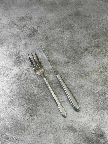 کارد و چنگال میوه خوری تمام استیل تیغه ۳ بعدی مدل اروپایی برگامو - کد ۰۶