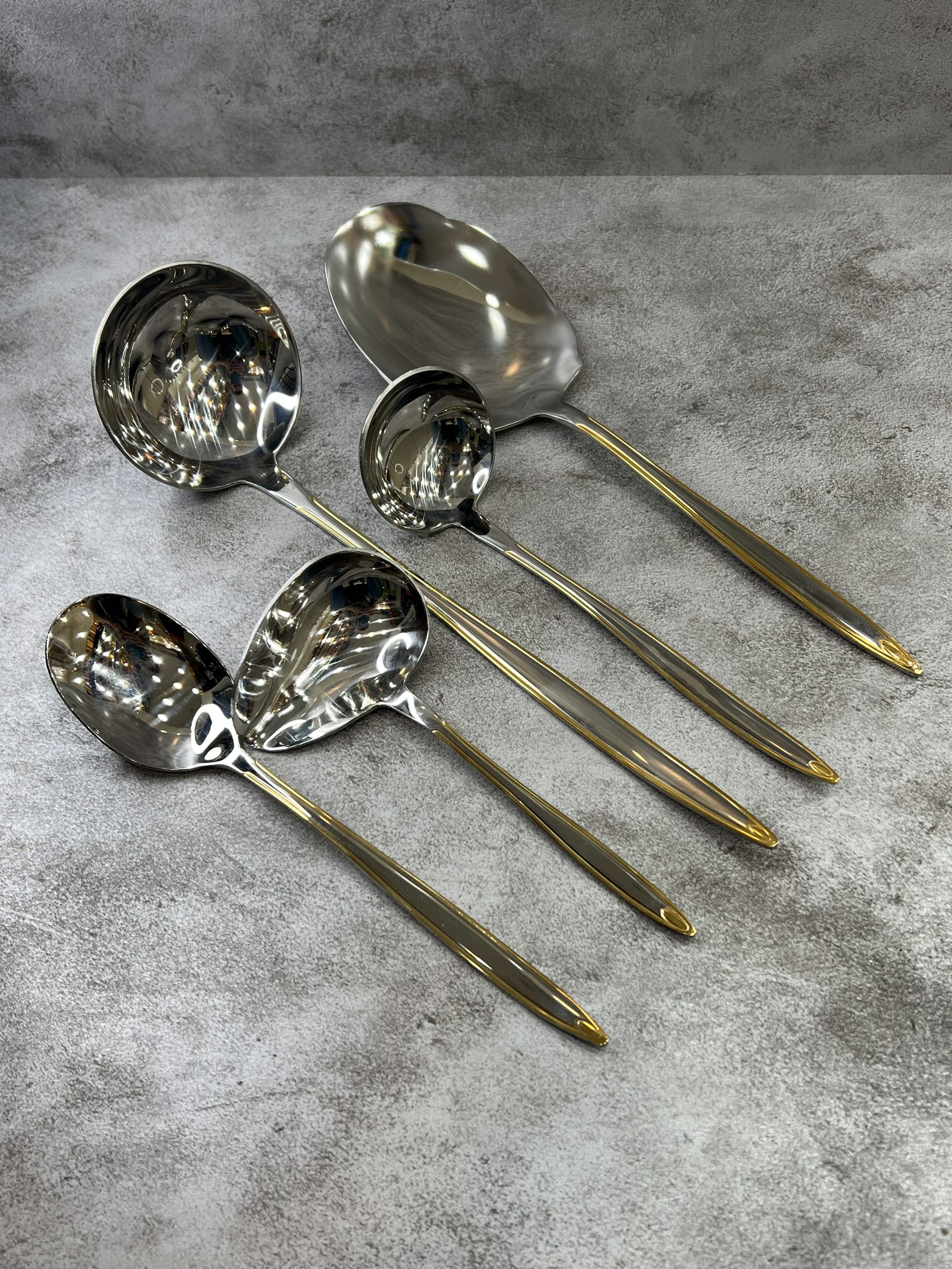 سرویس ۱۵۵ عددی قاشق و چنگال طرح ریتا براق طلایی برند کایند ۳۰ نفره ضخامت ۴ میل استیل ضد زنگ