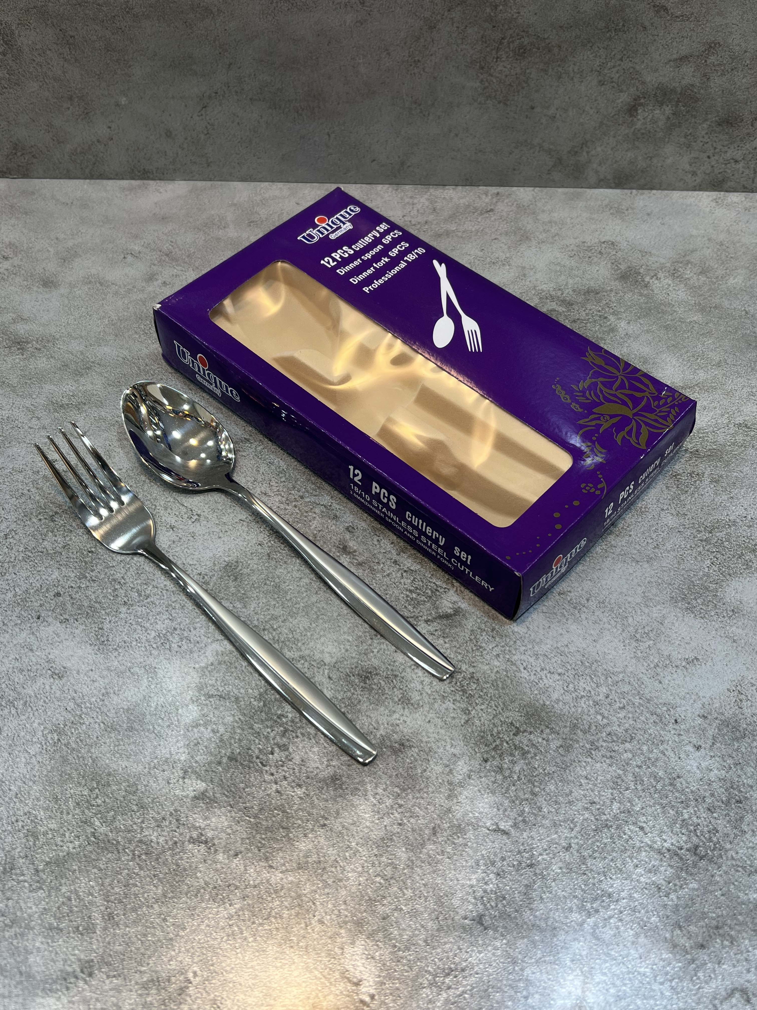 ست ۱۲ عددی قاشق و چنگال یونیک جرمنی جعبه بنفش - مدل ماینز