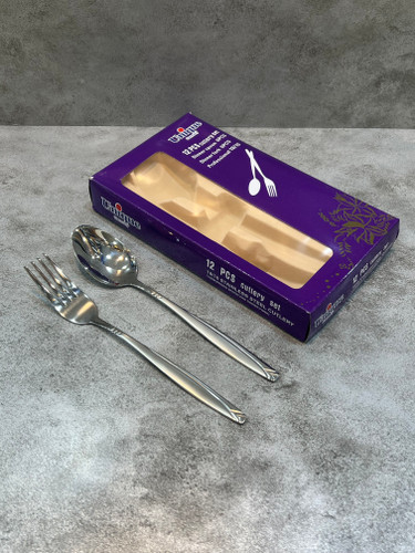 ست ۱۲ عددی قاشق و چنگال یونیک جرمنی جعبه بنفش - مدل پرنس