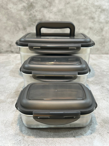 ظرف نگهدارنده غذت ۳ تیکه یونیک جرمنی استیل ضد زنگ با درب وکیومی